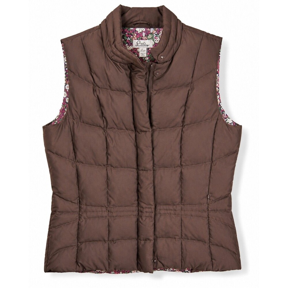 Lilly Pulitzer Brown Puffer Vest Pink Print Inside Size Small